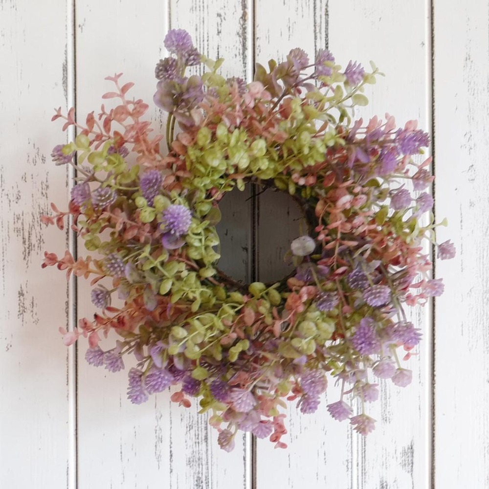 Small Fall Wreath with Neutral Colors Autumn warm hues Purple Housewarming Gift